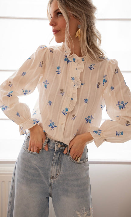 Bouquet Of Blue White/Blue - Blouse - ellemilla