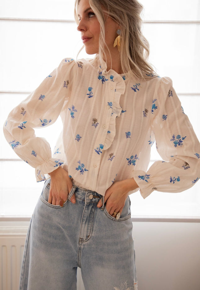 Bouquet Of Blue White/Blue - Blouse - ellemilla