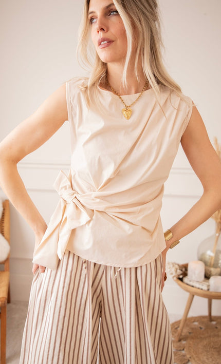 Bow Flow Beige - Top - ellemilla