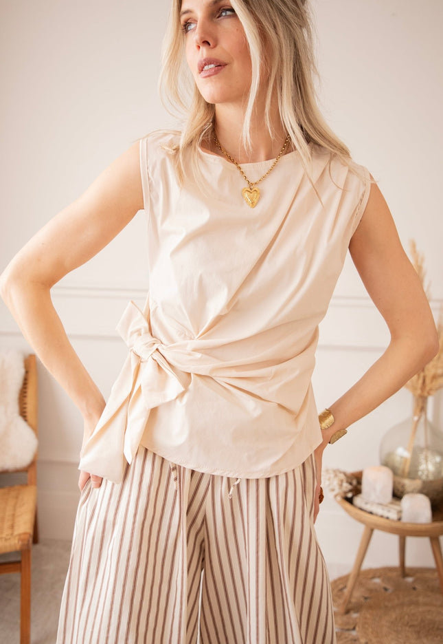 Bow Flow Beige - Top - ellemilla