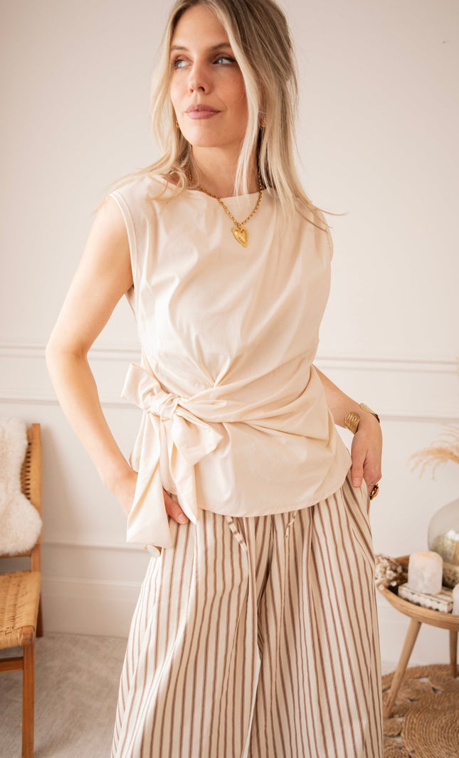 Bow Flow Beige - Top - ellemilla