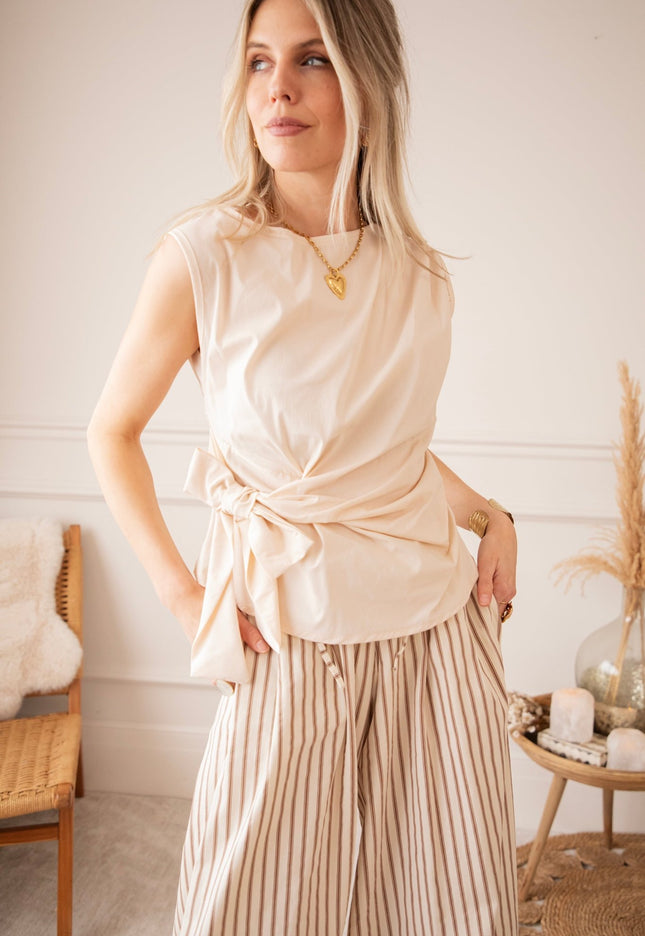Bow Flow Beige - Top - ellemilla