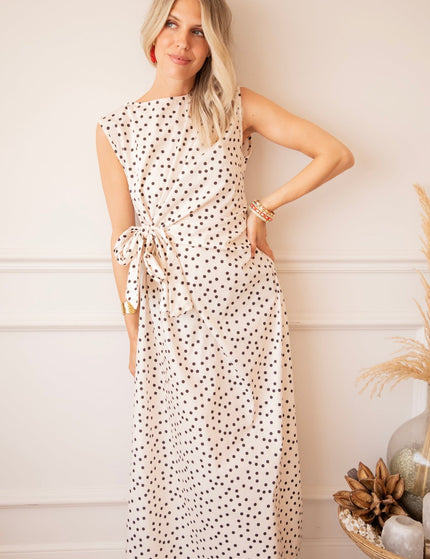 Bowtiful Dots Beige/Black - Maxi Jurk - ellemilla