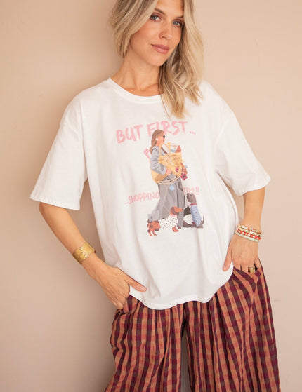 But First Shopping Time White - T-Shirt - ellemilla