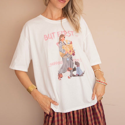 But First Shopping Time White - T-Shirt - ellemilla