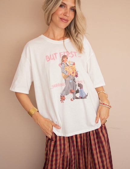 But First Shopping Time White - T-Shirt - ellemilla