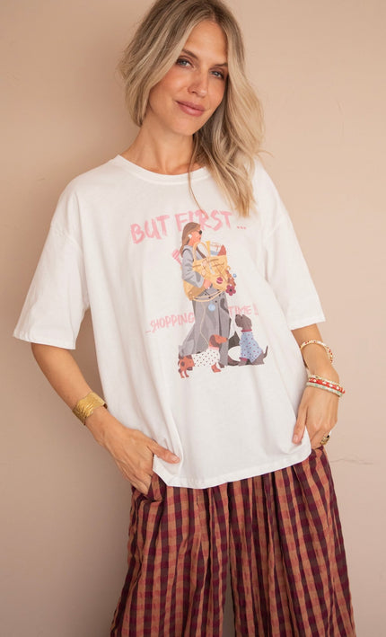 But First Shopping Time White - T-Shirt - ellemilla