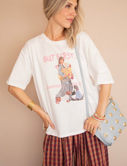 But First Shopping Time White - T-Shirt - ellemilla