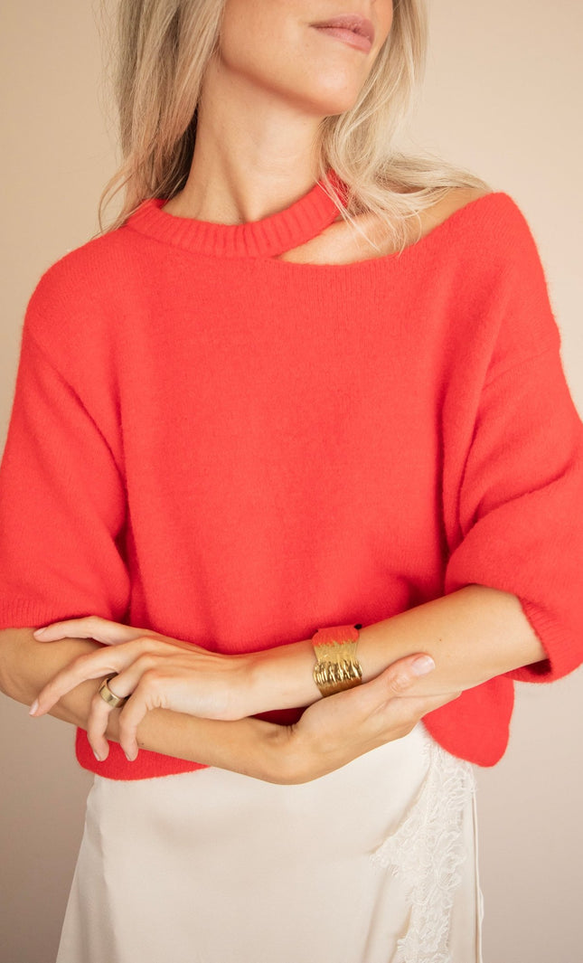 Camille Cut Out Red - Trui - ellemilla