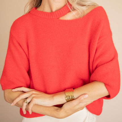 Camille Cut Out Red - Trui - ellemilla