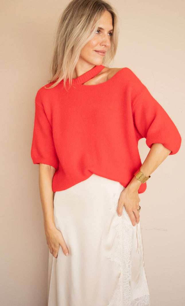 Camille Cut Out Red - Trui - ellemilla
