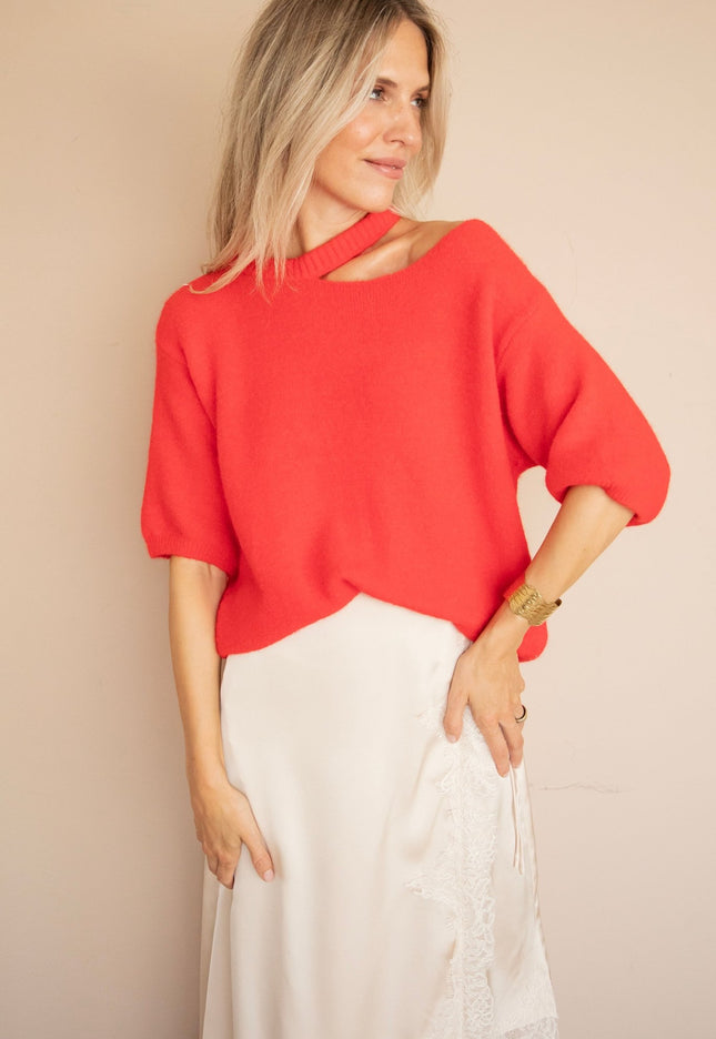 Camille Cut Out Red - Trui - ellemilla