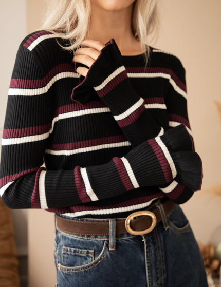 Campus Stripes Black/Burgundy - Longsleeve - ellemilla