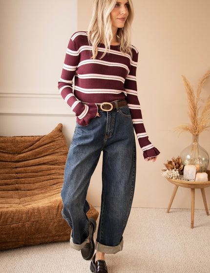 Campus Stripes Burgundy/Pink - Longsleeve - ellemilla
