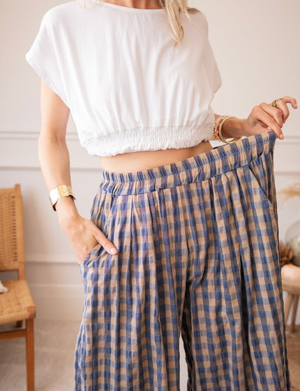 Candy Check Beige/Dark Blue - Broek - ellemilla