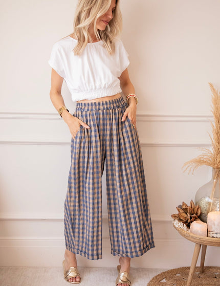 Candy Check Beige/Dark Blue - Broek - ellemilla