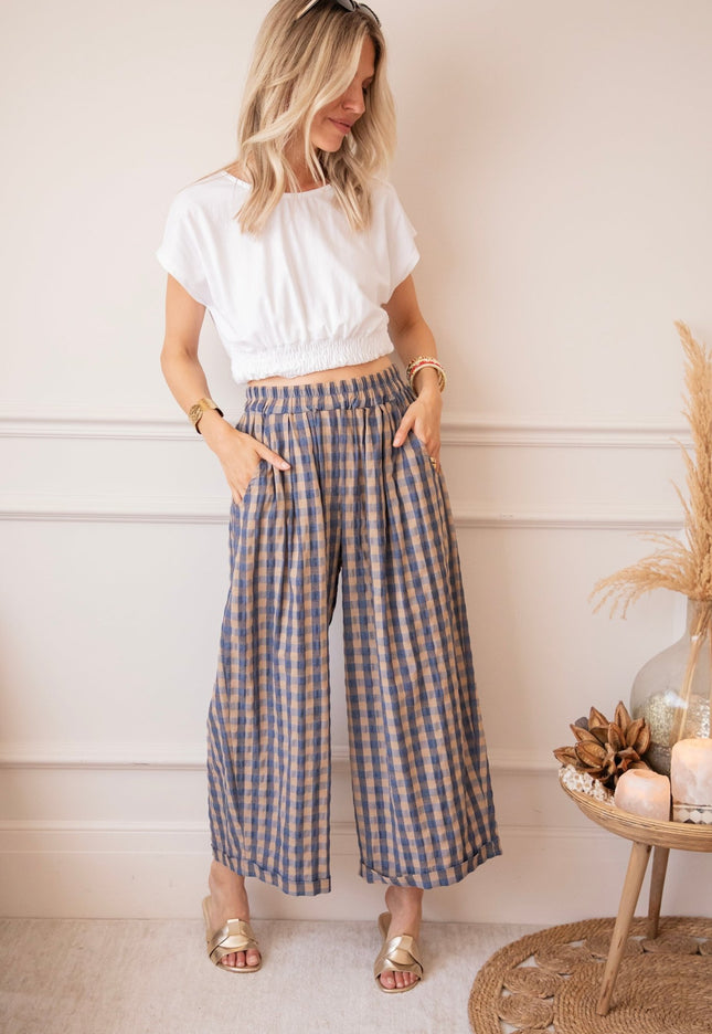 Candy Check Beige/Dark Blue - Broek - ellemilla