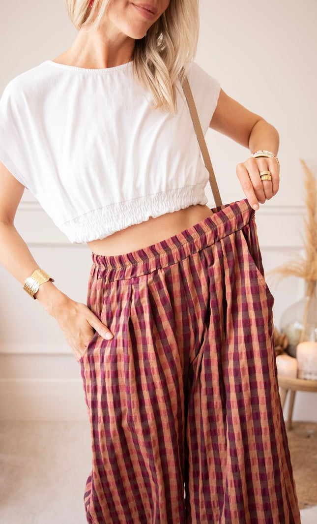Candy Check Camel/Pink - Broek - ellemilla