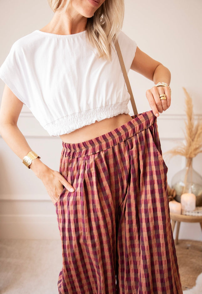 Candy Check Camel/Pink - Broek - ellemilla