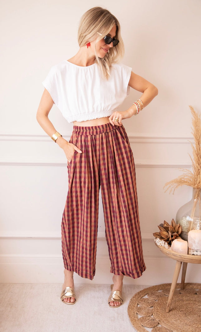 Candy Check Camel/Pink - Broek - ellemilla