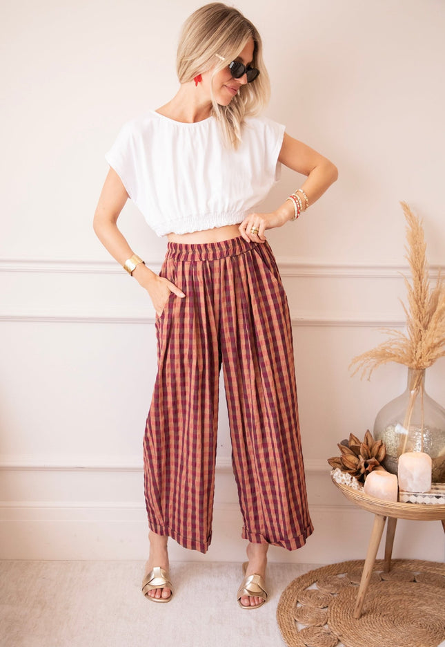 Candy Check Camel/Pink - Broek - ellemilla