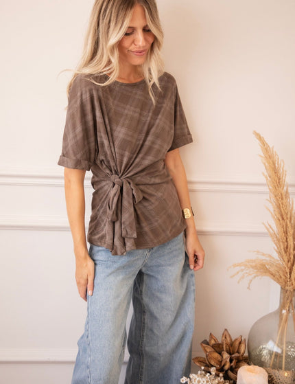 Checked Charm Brown - T-Shirt - ellemilla