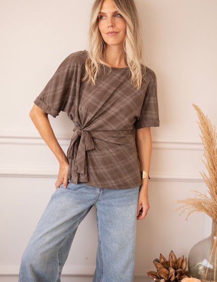 Checked Charm Brown - T-Shirt - ellemilla