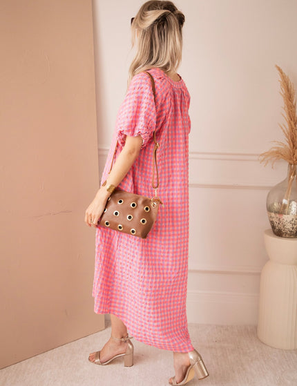 Chou Check Sweet Pink/Blue - Maxi Jurk - ellemilla