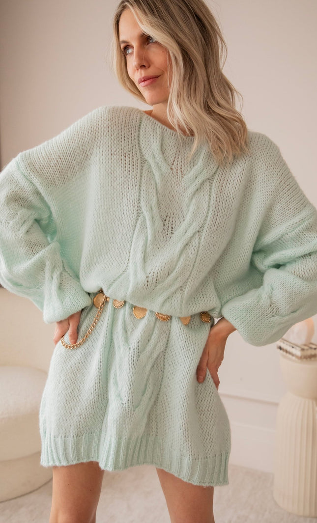 Coco Cable Mint - Sweater Dress - ellemilla