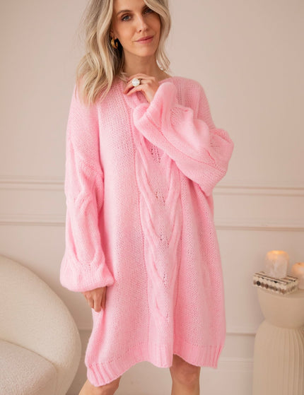 Coco Cable Sweet Pink - Sweater Dress - ellemilla