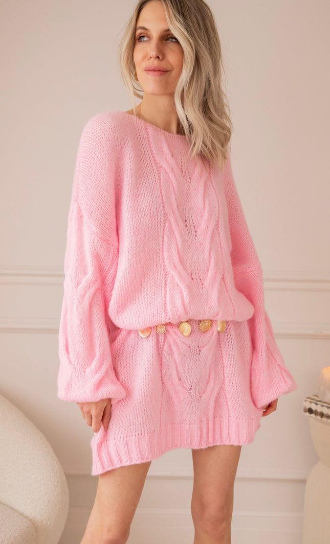 Coco Cable Sweet Pink - Sweater Dress - ellemilla