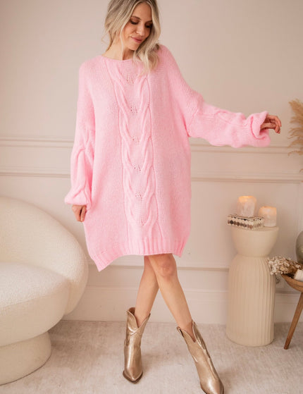 Coco Cable Sweet Pink - Sweater Dress - ellemilla