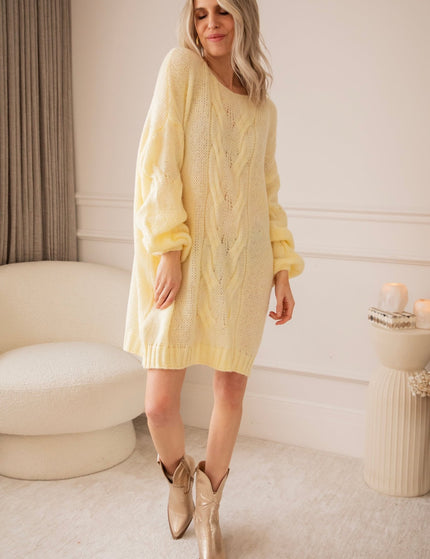Coco Cable Yellow - Sweater Dress - ellemilla