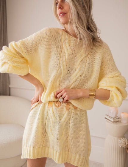 Coco Cable Yellow - Sweater Dress - ellemilla