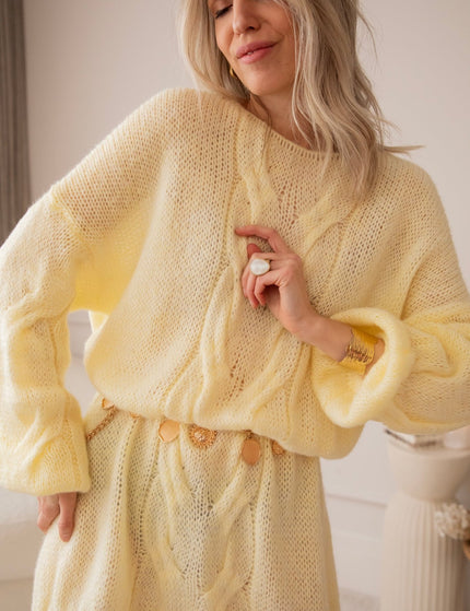 Coco Cable Yellow - Sweater Dress - ellemilla