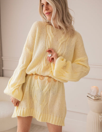 Coco Cable Yellow - Sweater Dress - ellemilla