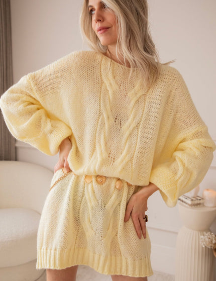 Coco Cable Yellow - Sweater Dress - ellemilla