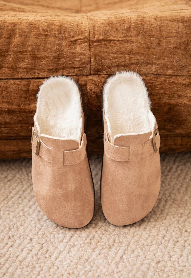 Cozy Buckle Clogs Taupe - Flats - ellemilla