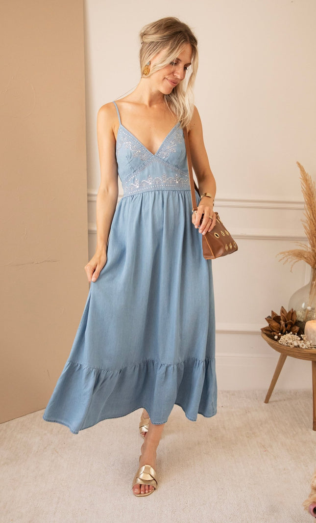 Denim Dazzle Blue - Maxi Jurk - ellemilla