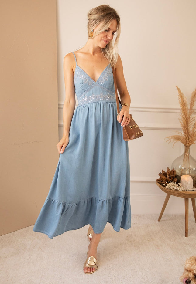 Denim Dazzle Blue - Maxi Jurk - ellemilla