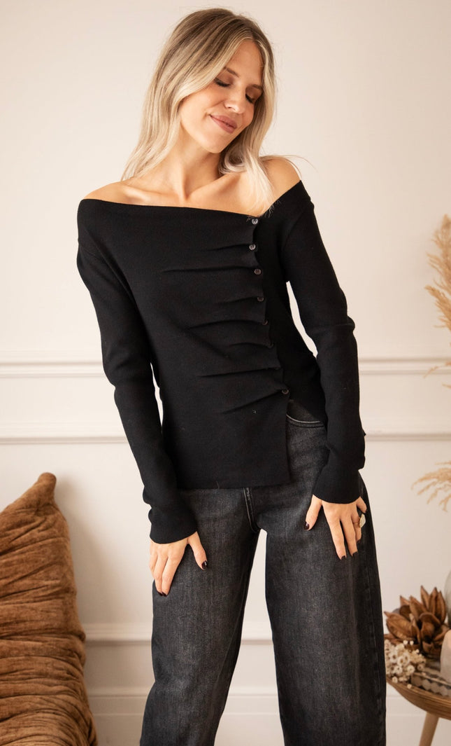 Donna Draped Black - Longsleeve - ellemilla