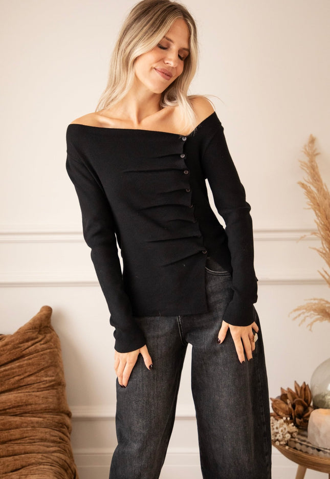Donna Draped Black - Longsleeve - ellemilla