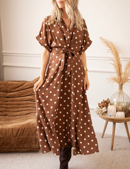Dot Story Brown/Off White - Maxi Jurk - ellemilla