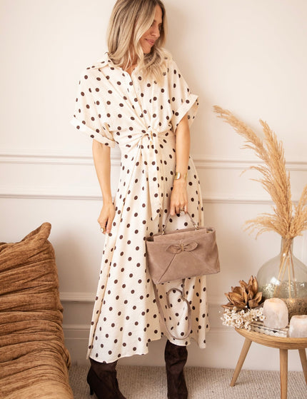 Dot Story Cream/Brown - Maxi Jurk - ellemilla