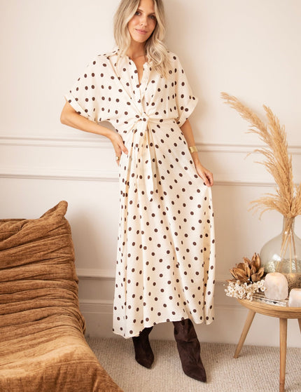Dot Story Cream/Brown - Maxi Jurk - ellemilla