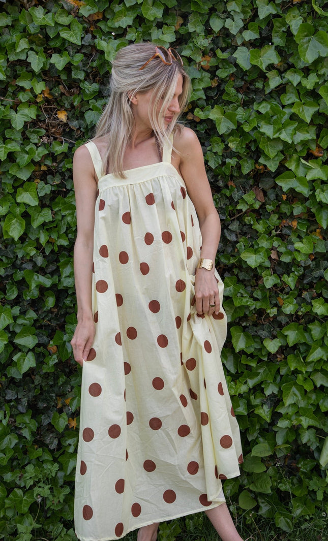 Dots Of Sunshine Butter Yellow/Brown - Jurk - ellemilla