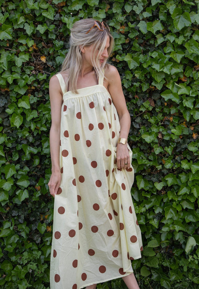 Dots Of Sunshine Butter Yellow/Brown - Jurk - ellemilla