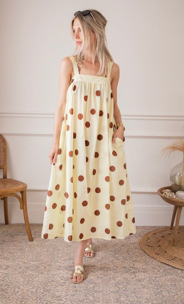 Dots Of Sunshine Butter Yellow/Brown - Jurk - ellemilla