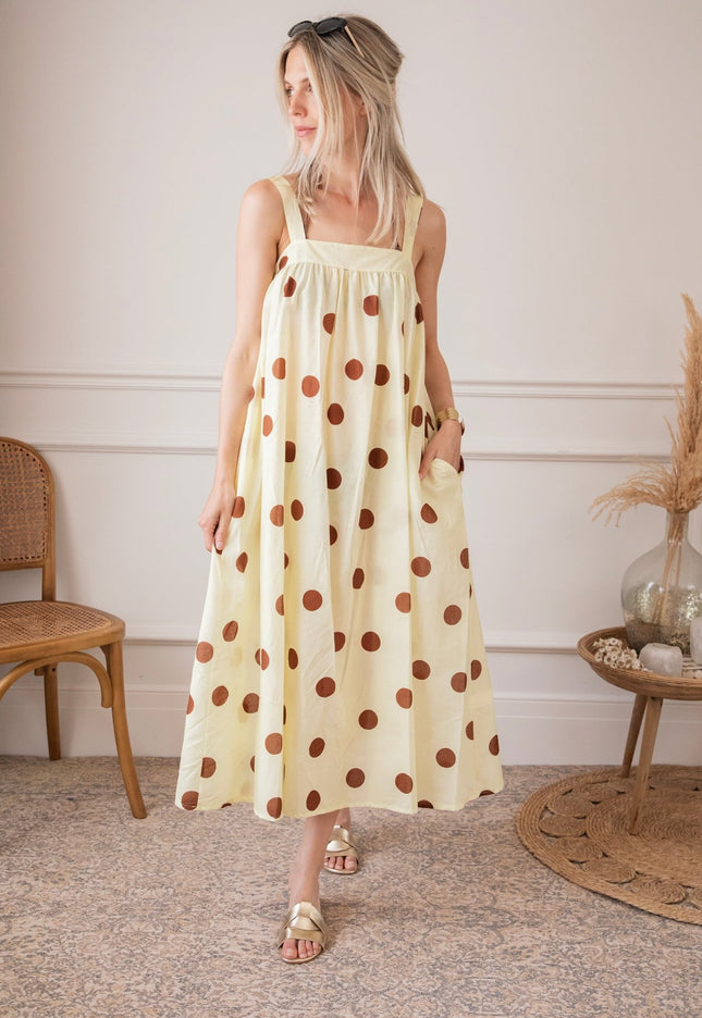 Dots Of Sunshine Butter Yellow/Brown - Jurk - ellemilla
