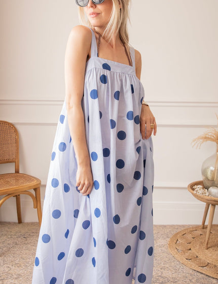 Dots Of Sunshine Soft Blue/Dark Blue - Jurk - ellemilla